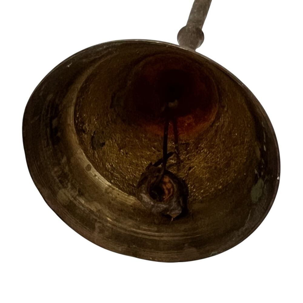 Vintage Etched Brass Hand Bell Ornate Design Small Dark Patina - Picture 6 of 8